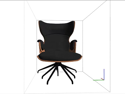 Modern Office Chair With Black Backrest Seat And Brown Armrests Five Star Base 3d model