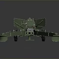 Green Military Cannon With Long Barrel And Wheel Mounted Carriage