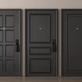 Black Security Doors With Various Panel Designs Door Handles And Locks 3d model