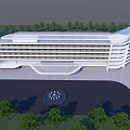 Modern Hotel Building With Multi Level Structure Open Pool And Landscaped Gardens 3d model