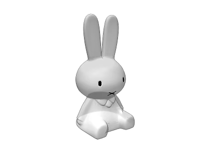 Cute White Rabbit Doll With Long Ears Sitting Position For Kids Toy 3d model