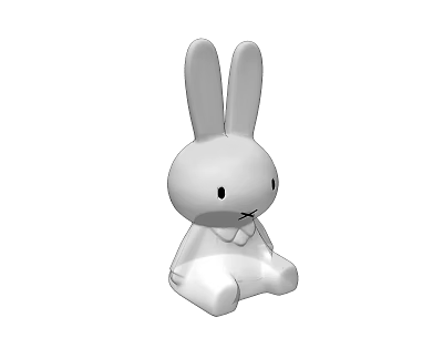 Cute White Rabbit Doll With Long Ears Sitting Position For Kids Toy 3d model