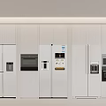 Modern Kitchen Interior Featuring Various Appliances Including Refrigerators Ovens And Cabinets 3d model