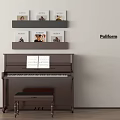 Musical Instruments and Art Supplies Featuring Piano Sheet Music on Poliform Shelves with Books