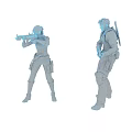 Game Movie Characters Female With Gun And Male With Tactical Gear Standing Against Brick Wall