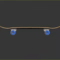 Durable Black Skateboard With Yellow Edge And Blue Wheels For Smooth Ride