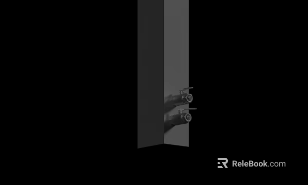 Two Water Faucets Mounted on Vertical Gray Column in Black Background 3d model 