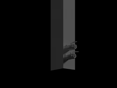 Two Water Faucets Mounted on Vertical Gray Column in Black Background 3d model