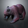 Purple Red Bear Sculpture With Textured Surface And Artistic Standing Pose