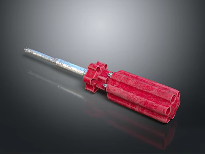 Red Screwdriver With Metal Shaft And Multi Head Red Handle Design 3d model