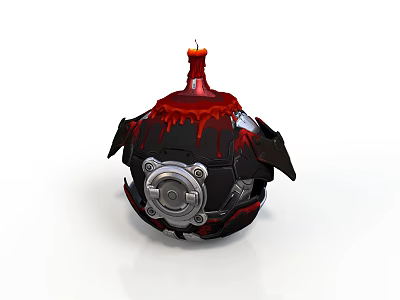 Sci-Fi Style Bomb Mech Bomb Red Liquid Metal Case Fuze Dropping Liquid Round Device Sci-Fi Weapon Explosive Mechanical Bomb 3d model
