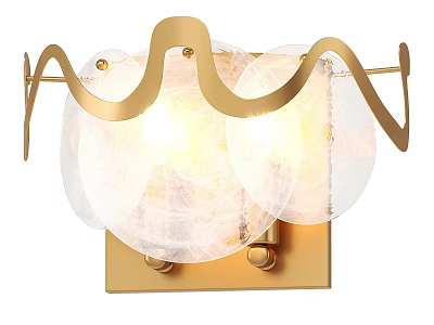 Modern Gold Chandelier with Wave Design Metal Frame and Round Transparent Glass Lampshades 3d model