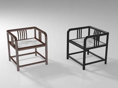 Modern Minimalist Single Chair With Wooden Frame Armrests And Marble Textured Seat In Two Colors 3d model