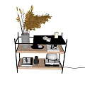 Wooden Storage Shelf With Black Metal Frame Holding Vase Books Candle And Decorative Items