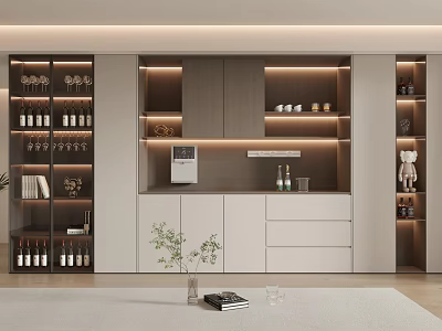 Modern Wine Cabinet With LED Lighting And Multi Layer Shelves For Home Interior 3d model