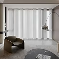 Modern Living Room Interior With White Venetian Blinds Curved Brown Chair And Arc Floor Lamp