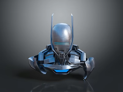 Futuristic Weapon With Armored Mechanical Design And Blue Glowing Metallic Texture 3d model