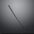 Traditional Samurai Sword With Sharp Metal Blade And Ornate Handle On Dark Background