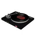 High Quality Black Vinyl Turntable Audio System With Red Record And Sleek Design