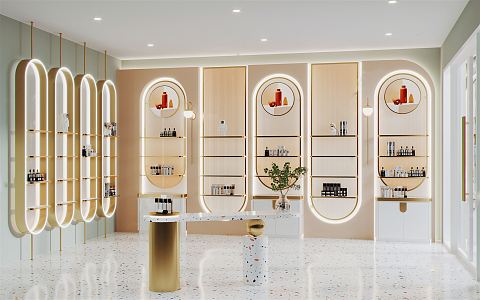 Light Luxury Cosmetics Store Cosmetics Store Beauty Store Skin Care Shelf Nakajima Booth 3d model