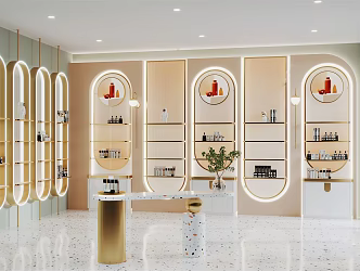 Light Luxury Cosmetics Store Cosmetics Store Beauty Store Skin Care Shelf Nakajima Booth 3d model