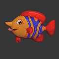 Colorful Stuffed Fish Doll With Yellow Blue Red Stripes And Smiling Face
