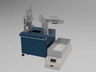 Industrial Equipment With Blue Main Body Mechanical Arm And White Control Unit 3d model