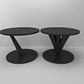 Two Modern Black Side Tables With Round Top And Unique Geometric Base 3d model
