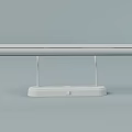 Light Blue Desk Lamp With Silver Stands White Bar And Red Logo On Base