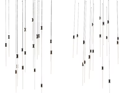 Modern Minimalist Pendant Lights With Slender White Rods And Black Connectors In Irregular Arrangement 3d model