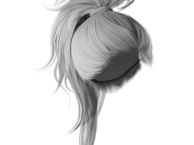 Woman Stylish Long Hair Ponytail With Flowing Strands And Decorative Hairband 3d model
