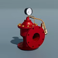 Red Fire Fighting Equipment Valve With Pressure Gauge And Pipe Connection