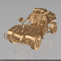 Golden Off Road Vehicle Model With Open Frame Roof Luggage And Large Rugged Tires