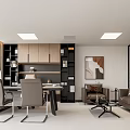 Spacious Modern Office Interior With Desk Chairs Bookshelves And Floor to Ceiling Windows
