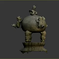 Ancient Bronze Censer With Mythical Beast Decorations And Three Legged Base 3d model