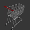 Metal Shopping Cart With Red Handle Four Rolling Wheels And Metal Frame