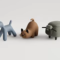 Cute Animal Shaped Ottoman Sofa Stools in Blue Brown Gray White for Living Room Decor