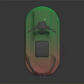 Colorful Green Red Gradient Vehicle with Black Seat Handlebars and Streamlined Design