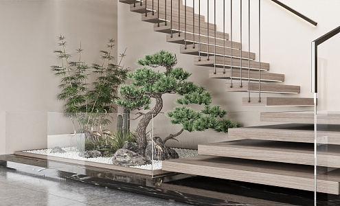 Modern landscape sketch stairwell landscaping 3d model