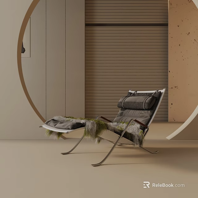 Modern Lounge Chair With Metal Legs Soft Cushions And Neutral Indoor Decor Accents 3d model 