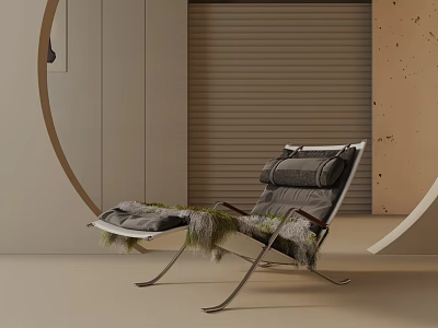Modern Lounge Chair With Metal Legs Soft Cushions And Neutral Indoor Decor Accents 3d model
