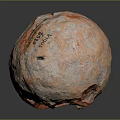 Natural Orange Gray Stone Sphere With Cracked Textured Surface Design Decor