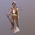 Game and Movie Character in Metal Armor with Helmet Holding Sword and Spikes on Back