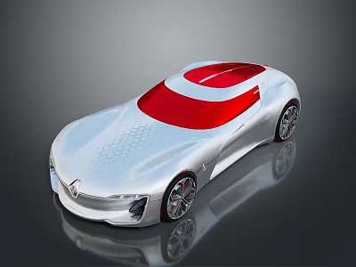 Renault Futuristic Concept Car With Silver Body Red Roof And Sleek Design 3d model