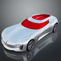 Renault Futuristic Concept Car With Silver Body Red Roof And Sleek Design