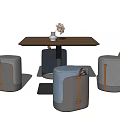 Modern leisure table and chair combination low stool table and chair combination 3d model
