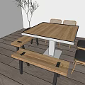 New Chinese Dining Table and Chair Combination Dining Table and Chair 3d model