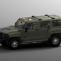 Green Hummer H2 SUV With Rugged Exterior Design And Roof Rack Features