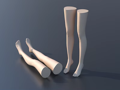 Model Mannequin Legs And Feet In Standing And Lying Positions On Dark Surface 3d model