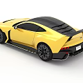Yellow Sports Car With Black Roof Rear Spoiler And Sleek Modern Design
